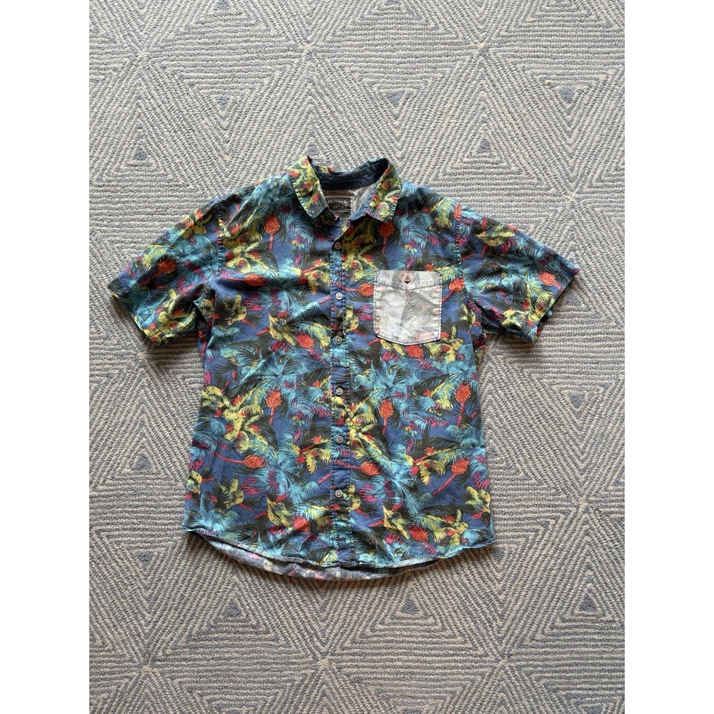 Modern Amusement Colorful Retro Style Button Short Sleeve Shirt - Multicolor - L